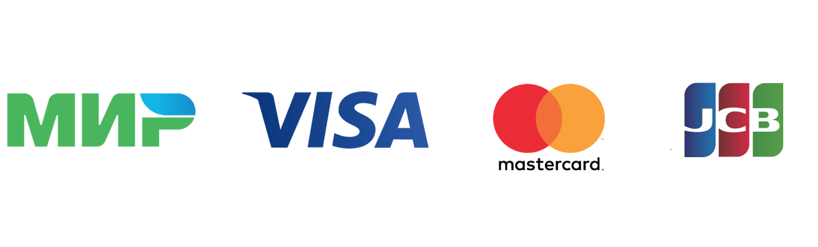 платежные системы МИР, VISA, Mastercard, JCB